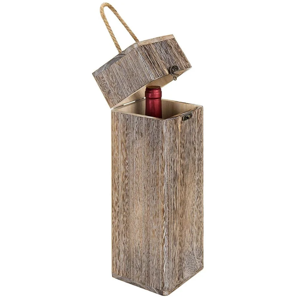 Customization Wood/Wooden Gift Box with Rope Handle for Red Wine Packing/Storage