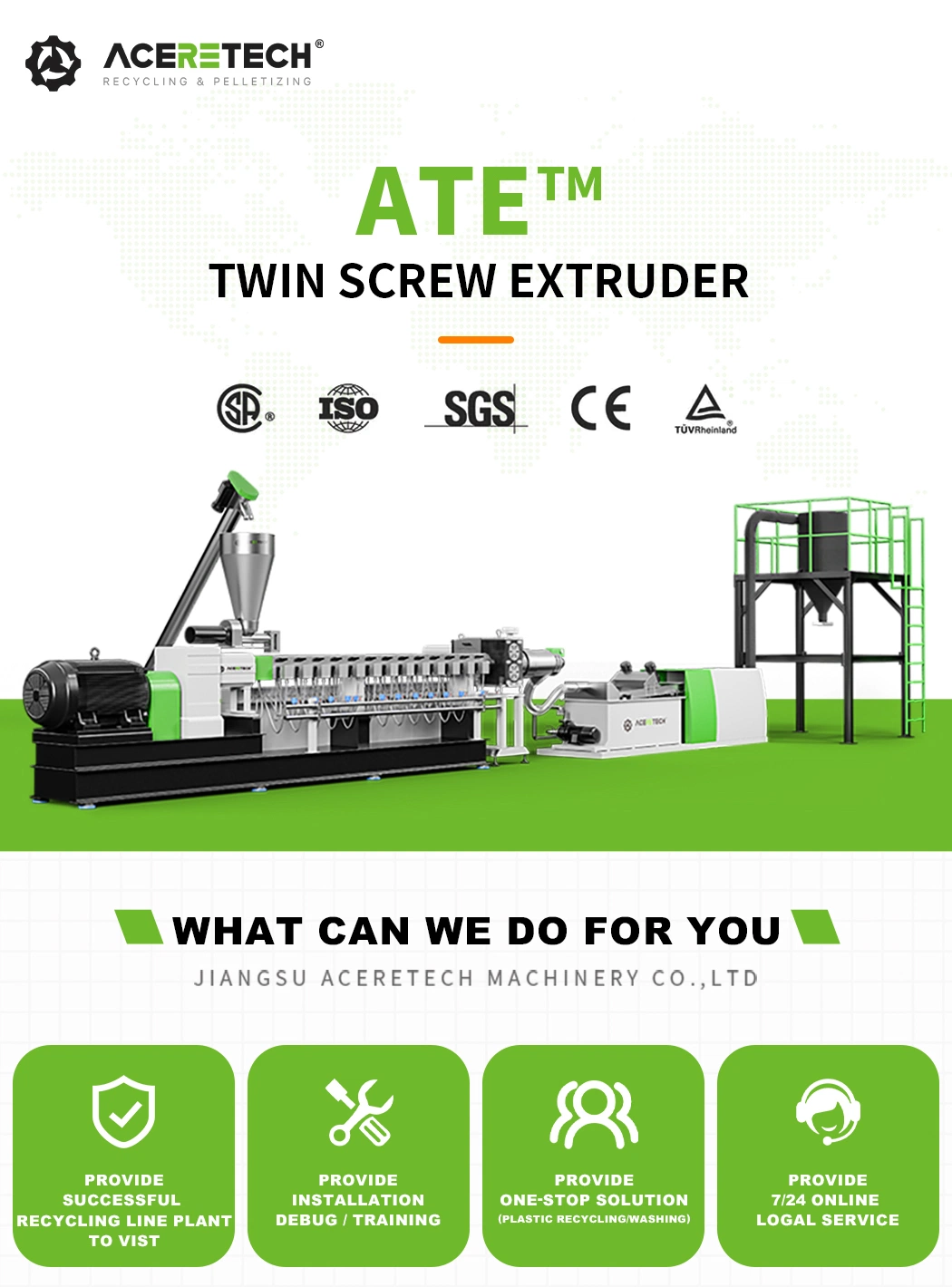 Ate Series Filling Master Batch Pellet Machinery for Plastic Crushed Material Recycling