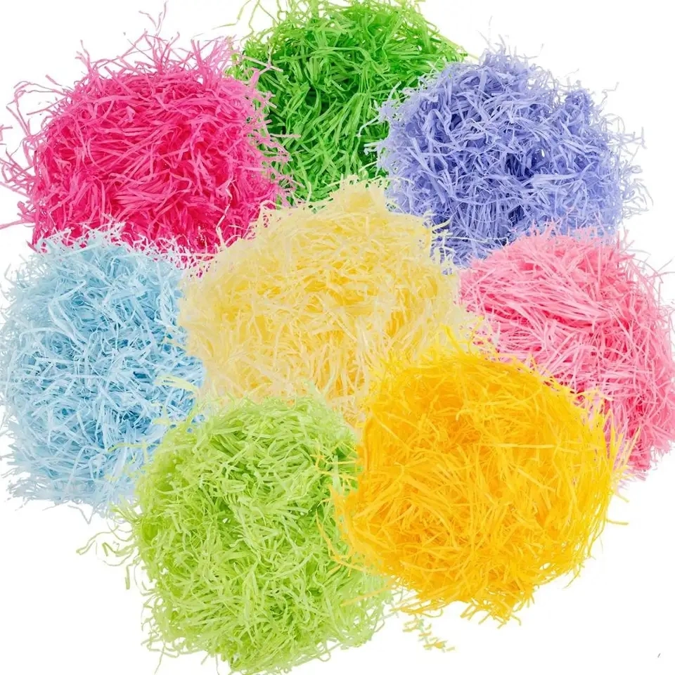 Multi-Colored Shredded Paper Crinkled Basket Raffia Grass for Gift Packaging Decorative Box Filler Filling Paper for Cosmetics