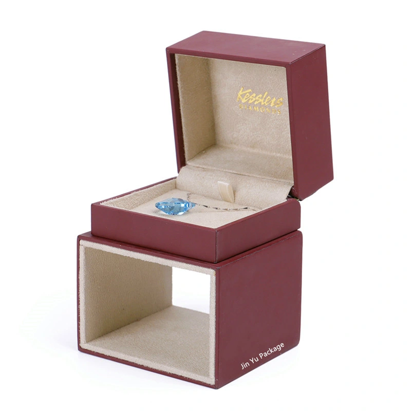 Elegant Custom Wine Red Suede Necklace Jewelry Gift Packaging Box