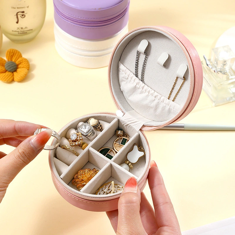 Jewelry Zipper Box Luxurious Boxes Jewelry Zipper Travel Case Simple PU Leather Earrings Jewellery Storage