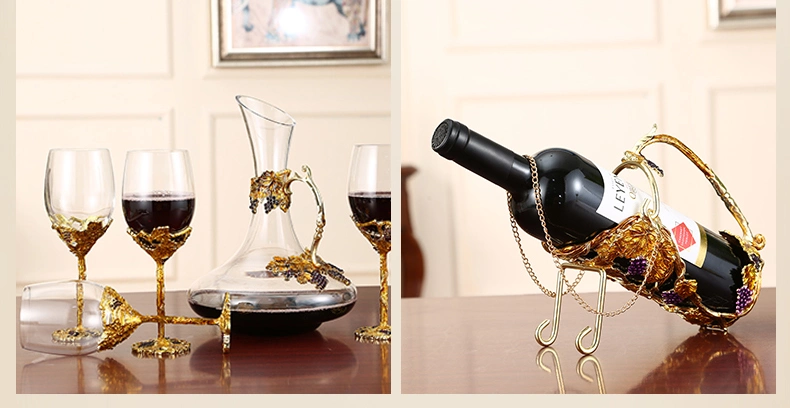 Enamel Crystal Wine Glass Decanter Set Creative Wine Tall Glass Premium Wedding Gift Box