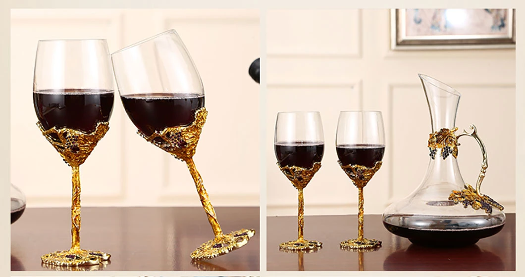 Enamel Crystal Wine Glass Decanter Set Creative Wine Tall Glass Premium Wedding Gift Box