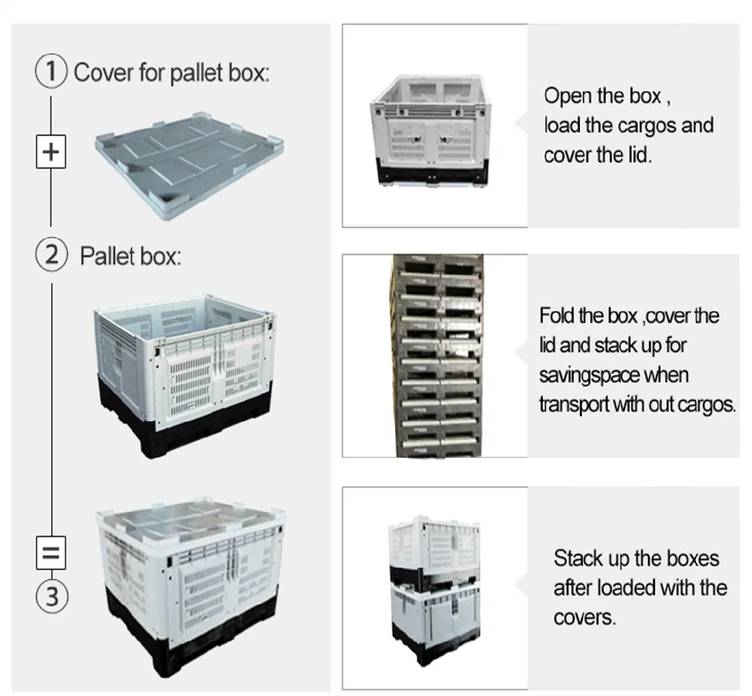 1200*1000*810 Heavy Duty Folding and Moving Packing Plastic Fruit Storage Plastic Pallet Container Box