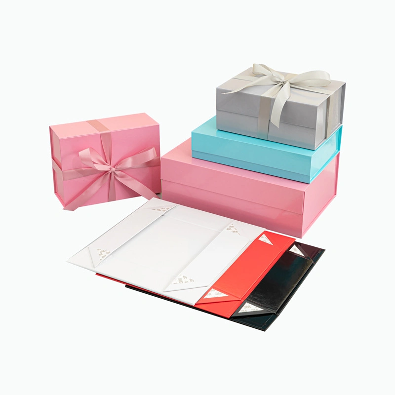 Cosmetic Packaging Carton Box with Ribbon Closure and Box Insert, Luxury Rigid Book Style Cardboard Box