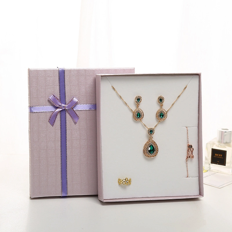 Jewelry Gift Boxes Set Small Cardboard Jewelry Boxes Packaging Necklace Earring Ring Box with Bow Knot Lids for Anniversaries Wedding Birthday