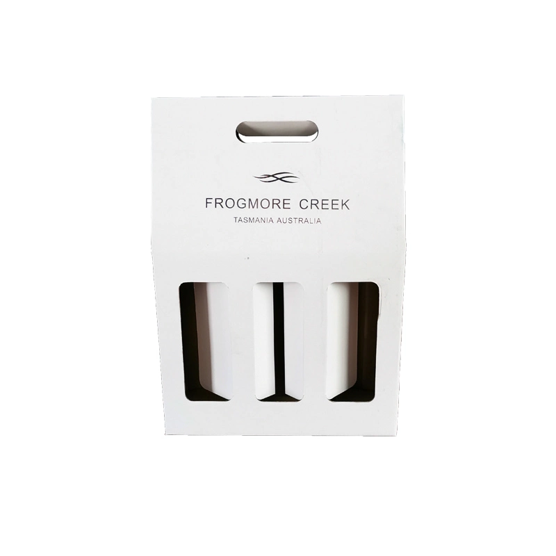 Wholesale Custom Foldable and Portable 2 or 3 Bottles White Cardboard Wine Packaging Box