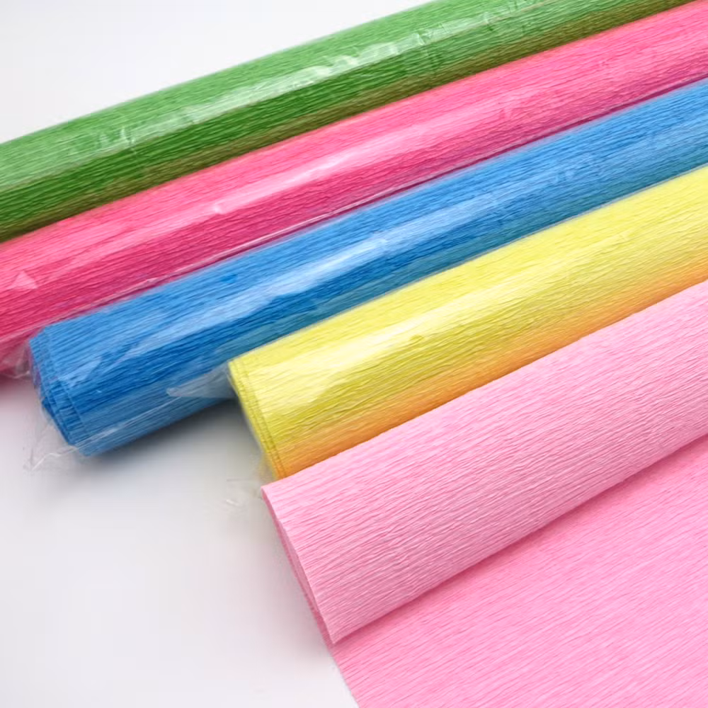 Hot Double Sides Gift Wrapping Crepe Paper in Roll Wholesales Eco-Friendly Handmade Crepe Paper