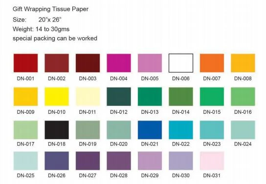 Customied 20"*26" Black and White Solid Printing Wrapping Tissue Paper