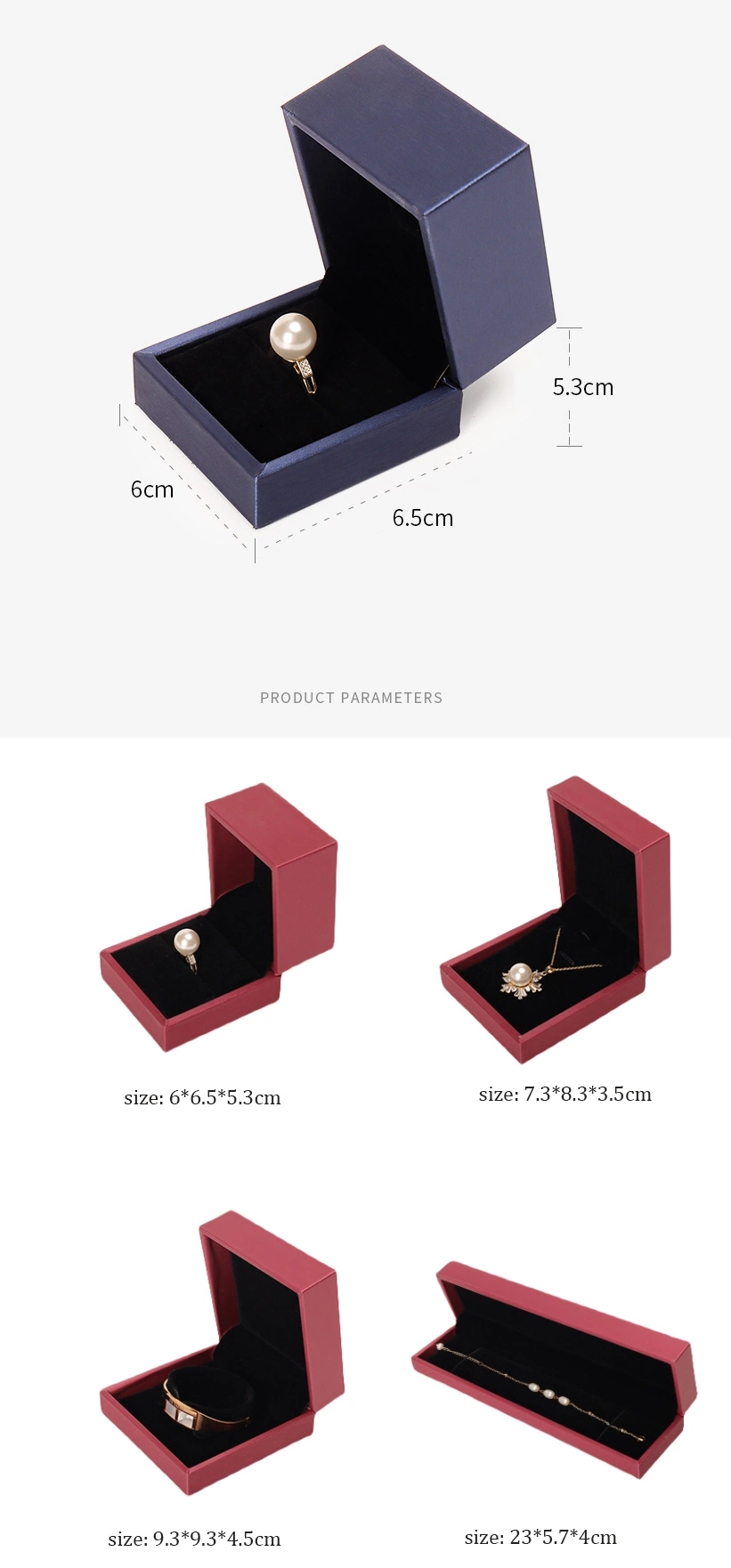 Custom Logo Wholesale Luxury Faux Leather Blue Jewelry Earrings Bracelet Necklace Ring Packaging Storage Gift Jewellry Boxes