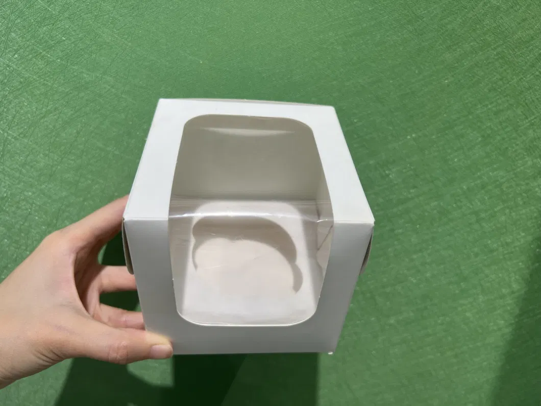 White Baking Box, Window Cake Box for One Cup