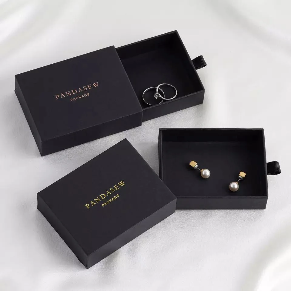 Custom Printed Custom Size Different Jewelry Paper Box Cardboard Drawer Sliding Jewelry Paper Packaging Box