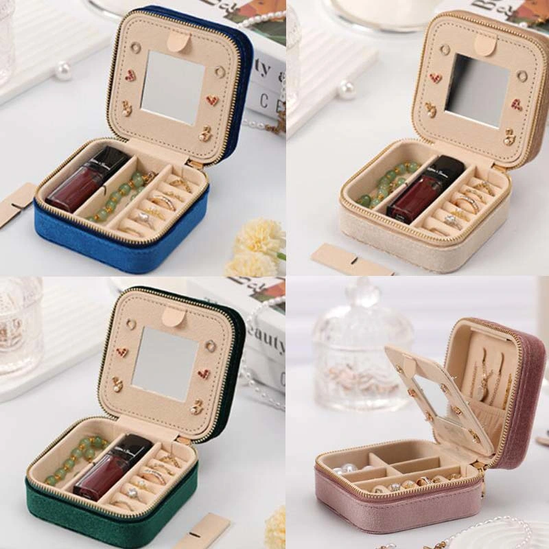 Personalized Jewelry Case Travel Jewellery Organizer Velvet Jewelry Box Wholesale
