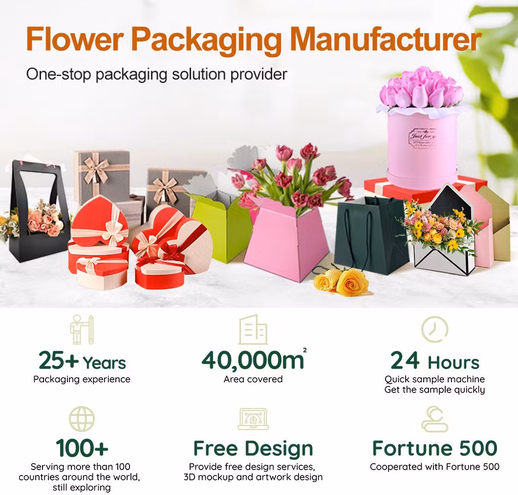 Wholesale UK Creative Large Gift Folding Floral Boxes Cardboard Florist Flower Living Vase Bouquet Transport Paper Box