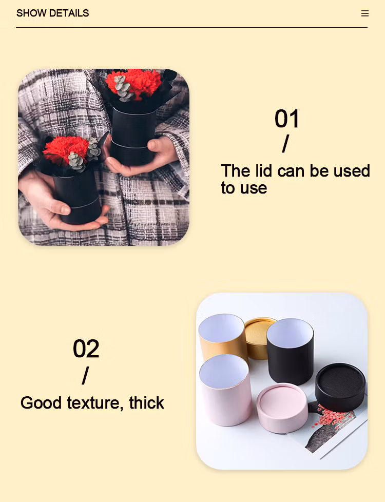Cylindrical Flower Box with Lid for Single Flower Packing