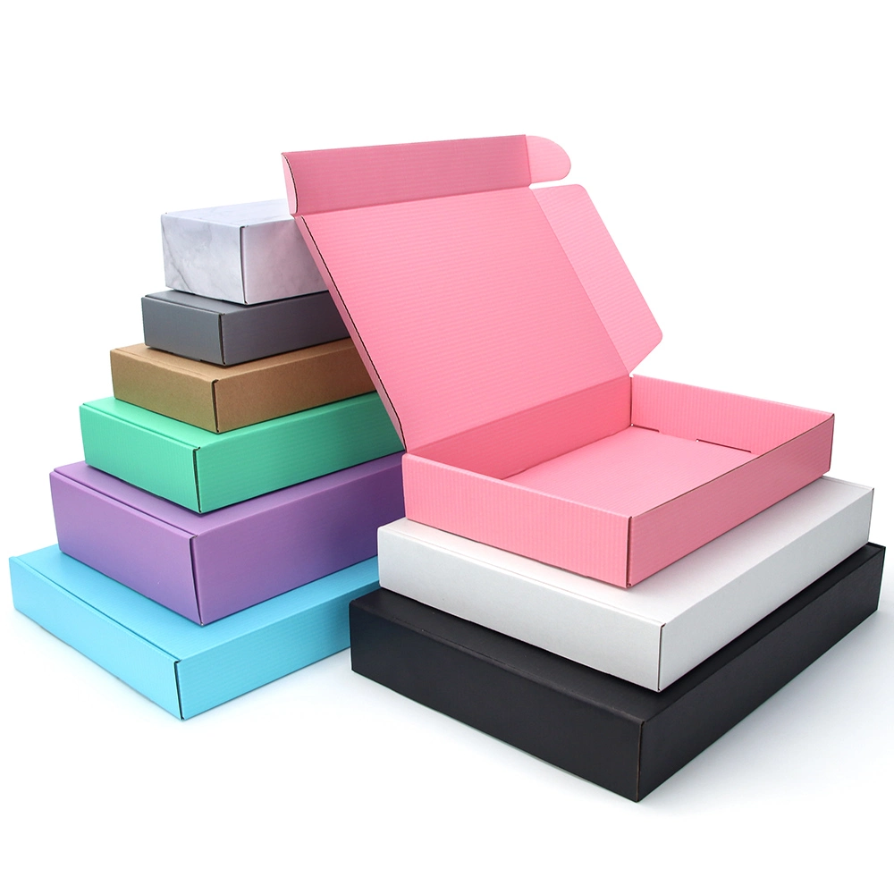 Customize Color Clothing Packing Shipping Boxes Cosmetic Pink Packaging with Paper Inserts
