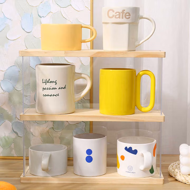 Solid Wood Acrylic Household Desktop Cup Shelf Storage Box