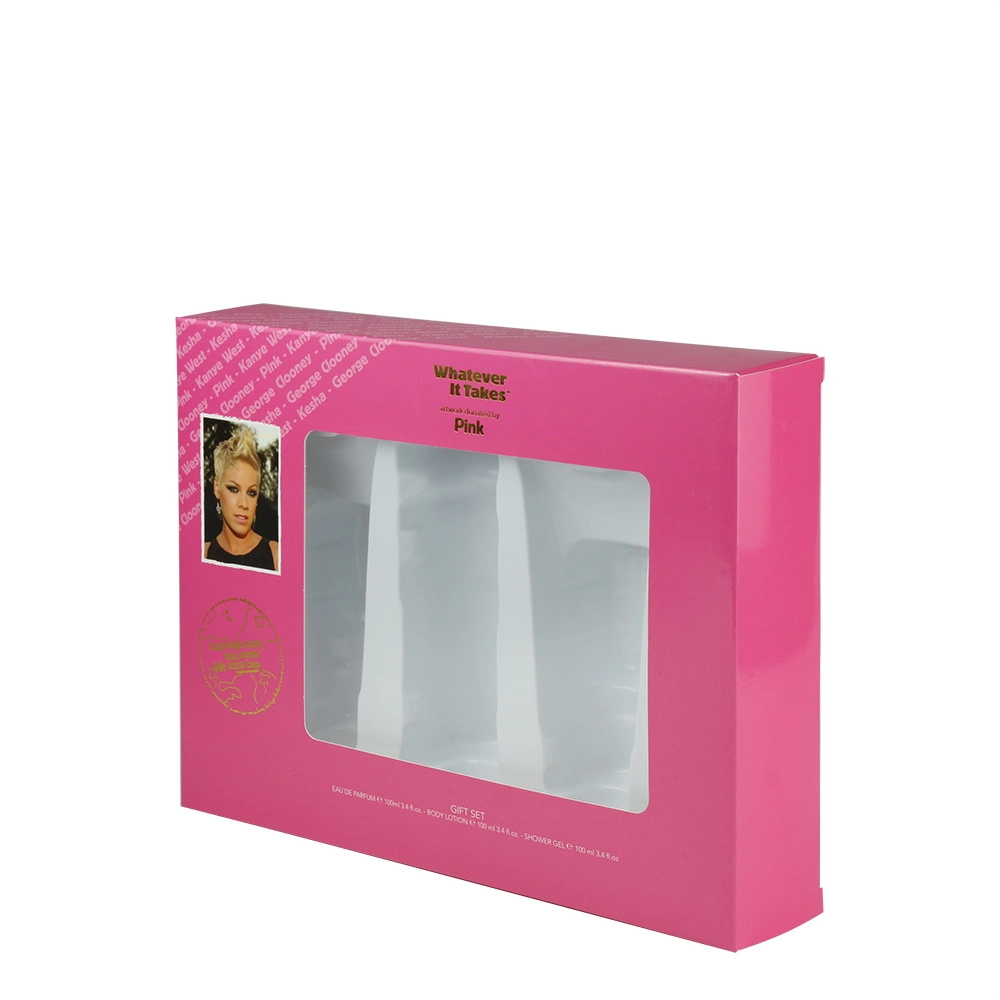 Custom Logo Printed Cardboard Paper Perfume Cosmetic Packaging Box with Window/Plastic Tray