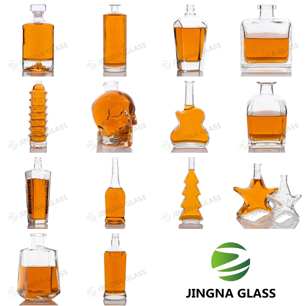 Unique 750ml High Quality Skull Shape Glass Spirits Liquor Wine Bottle Packaging for Vodka Whiskey