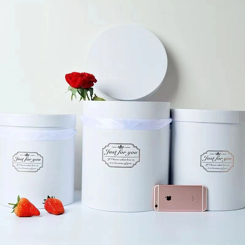 Wholesale Large Size Cylinder Packing Box Valentine Flowers Packaging Gift Box with Hot Stamping Printing