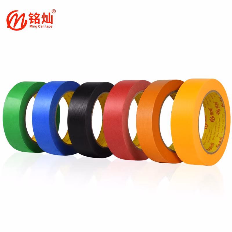 Black Blue Green White Yellow No Residue Cinta Colorful Rubber Glue Waterproof Jumbo Roll Crepe Washi Paper Car Washi Painter Masking Tape for Automotive