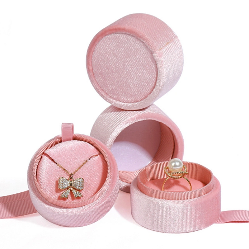 Made in China Wholesale Cylinder Velvet Pearl Jewelry Box Jewelry Storage Box