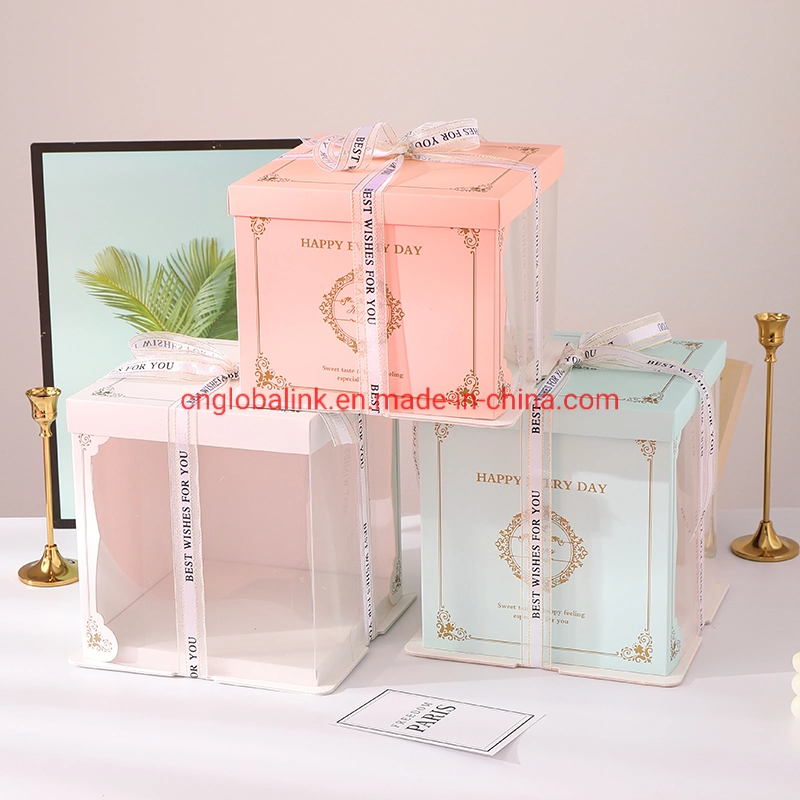 Cake Packaging Birthday Custom Clear Tall Transparent Cakes Boxes in Bulk 6/8/10 Inch