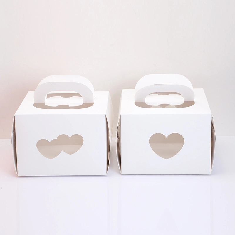 Custom Bulk Food Grade Bakery Packaging Folding Kraft Paper Birthday Dessert Cookie Cake Box with Handle
