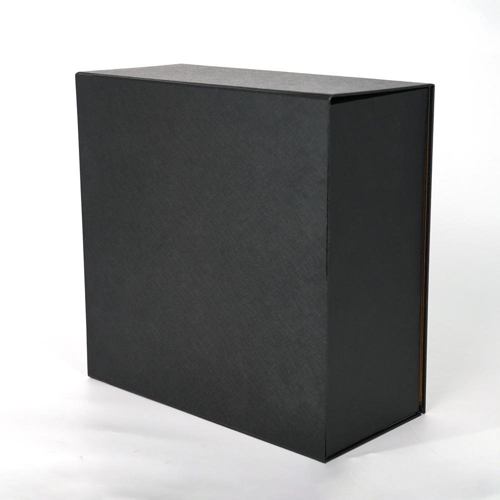 Gold Cardboard Magnetic Luxury Black Custom Logo Gifts Collapsible Box for Handbags
