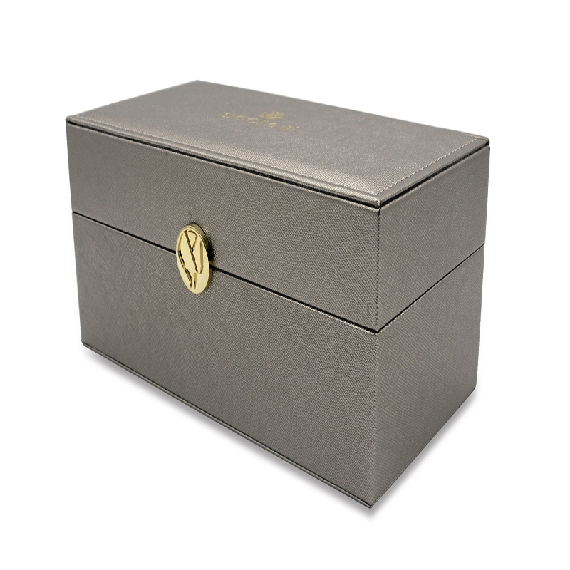 Factory Directly Sell Perfume Engraved Leather Packaging Box Wooden Drawer Box with Inner Tray and Handle.