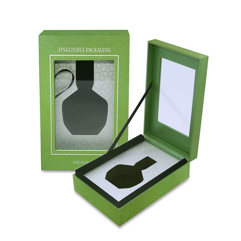 Factory Directly Sell Perfume Engraved Leather Packaging Box Wooden Drawer Box with Inner Tray and Handle.