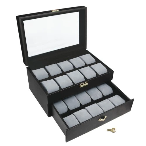 Luxury Mens Personalized Custom Leather 20 Slot Watch Box