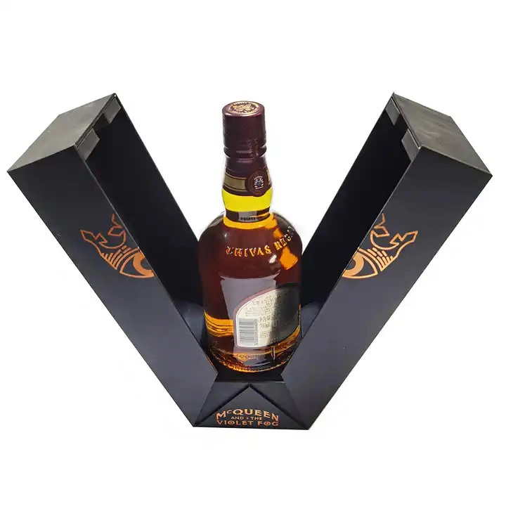 Custom Black Whisky Alcohol Drink Bottle Spirit Gift Wine Packaging Box