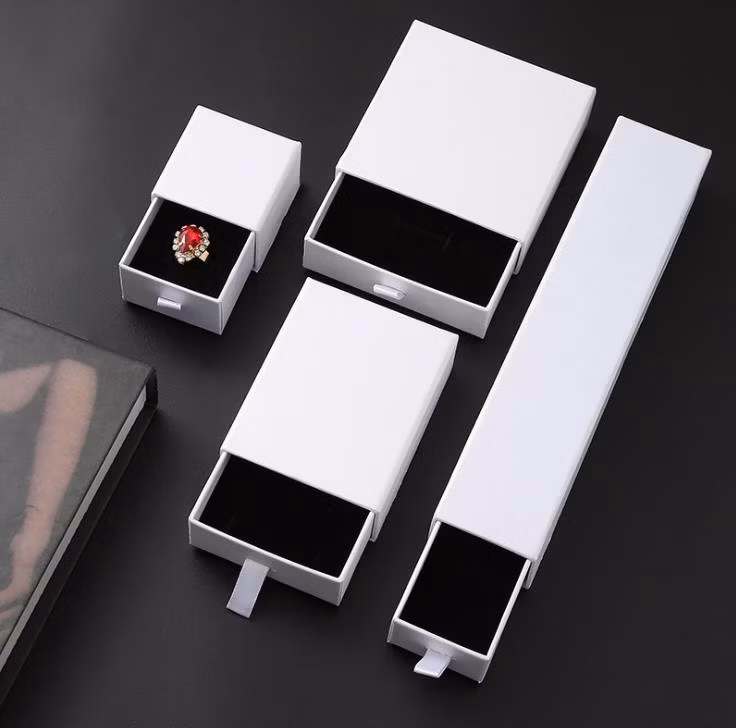 6 Colors and 4 Sizes of Cardboard Jewelry Gift Box, Necklace Box Bracelet Earrings Ring Jewelry Packaging Box Drawer Box Custom
