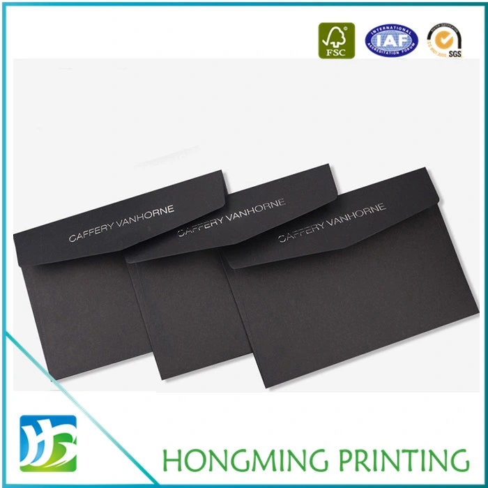 Custom Wholesale Logo Embossed Black Cardboard Envelope