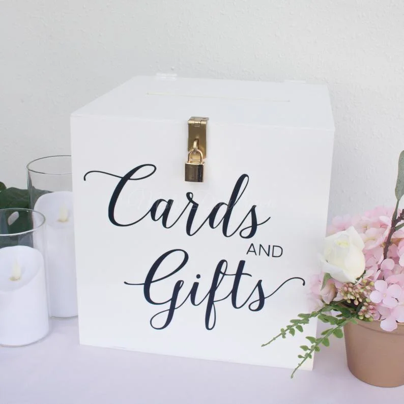 White Acrylics Box Acrylic Wedding Storage Box Personalized Name Wedding Card Box Event Decoration