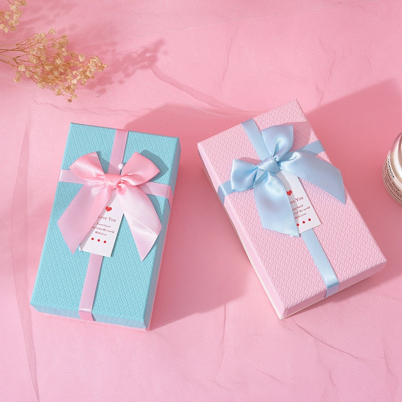 Simple Small Fresh Gift Box Ins Wind Bow Lid Christmas Packaging Box Birthday Lipstick Gift Box