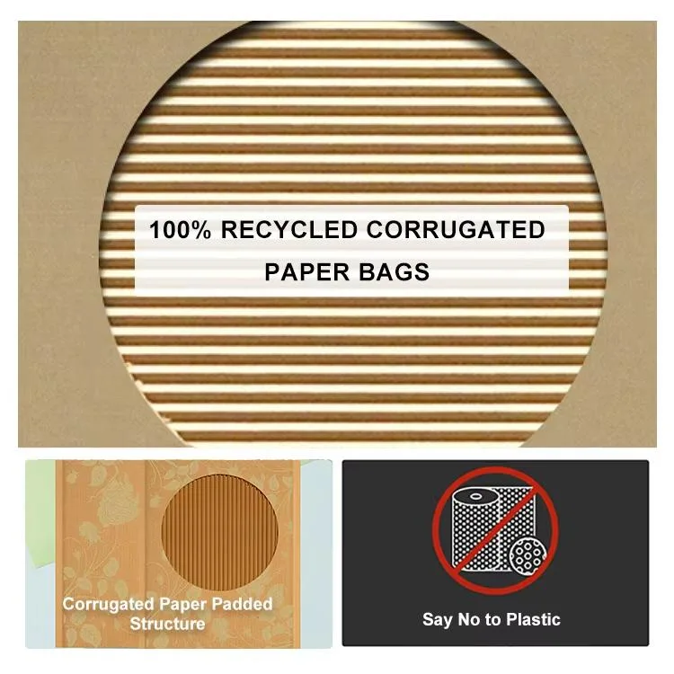 100% Biodegradable Kraft Cardboard Paper Bags Rigid Mailer Packaging Corrugated Paper Cushion Bag Envelope Style