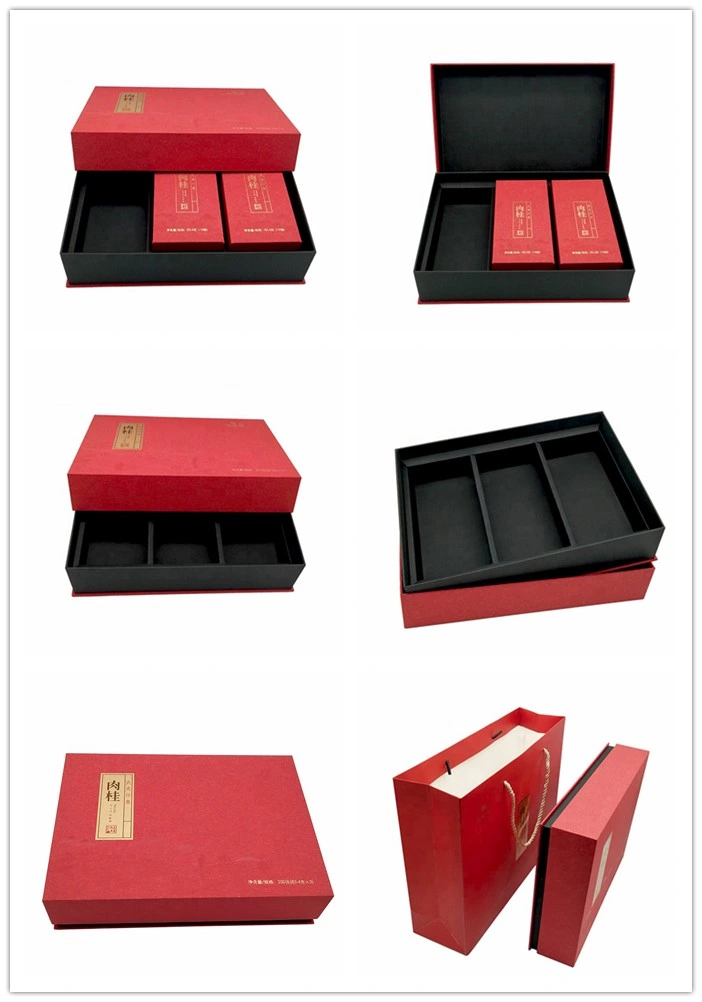 Manufacturer Customized Luxury Large Red Paper Cardboard Tea Packaging Gift Box