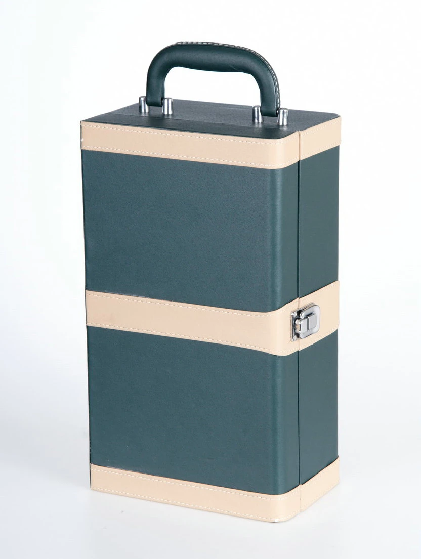 High Quality Leather Wine Box Double Bottles Portable Handle Storage Gift Personalized