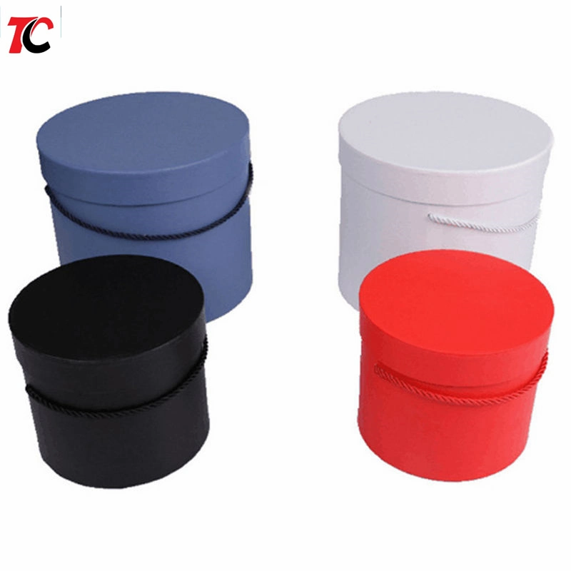 Factory Luxury Cylindrical Packaging Boxes Flower Paper Box with Lid Set/3 (S/M/L) (Black)