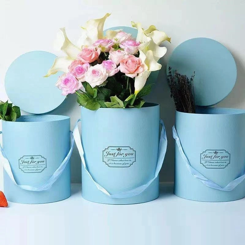 Wholesale Large Size Cylinder Packing Box Valentine Flowers Packaging Gift Box with Hot Stamping Printing