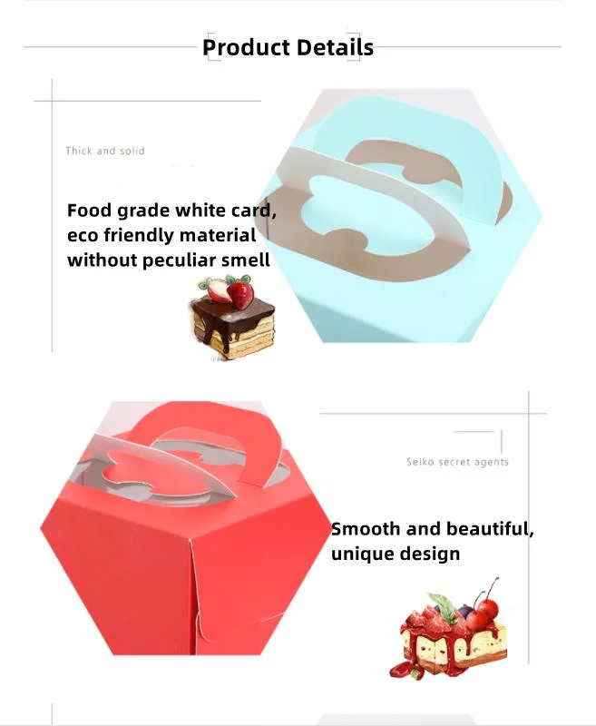 Custom Bulk Food Grade Bakery Packaging Folding Kraft Paper Birthday Dessert Cookie Cake Box with Handle
