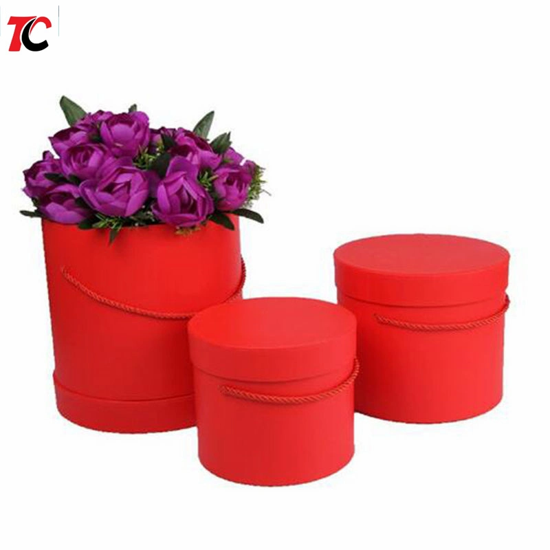 Factory Luxury Cylindrical Packaging Boxes Flower Paper Box with Lid Set/3 (S/M/L) (Black)