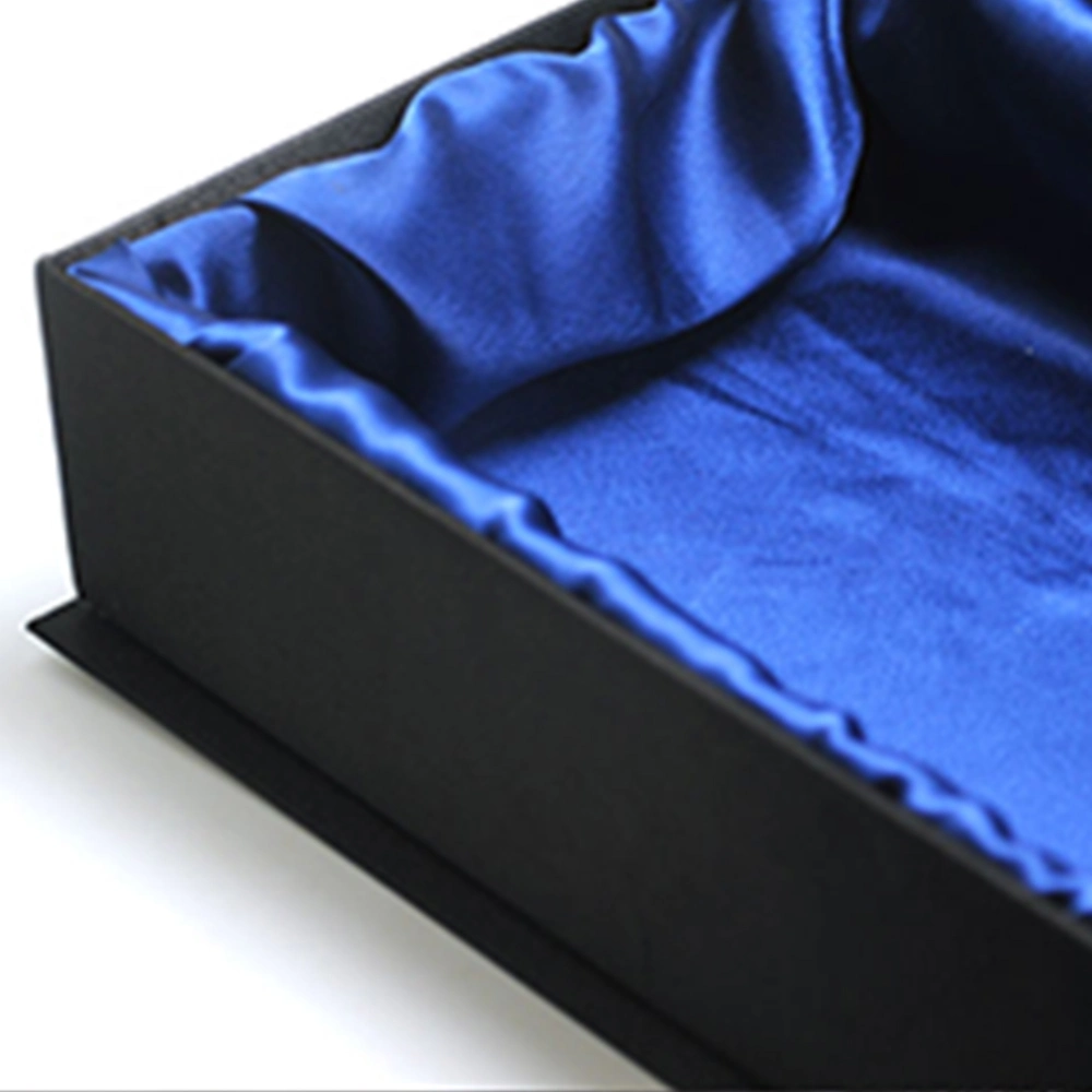 Custom Logo Rigid Cardboard Packaging Magnetic Lid Closure Black Book Shape Style Satin Gift Boxes