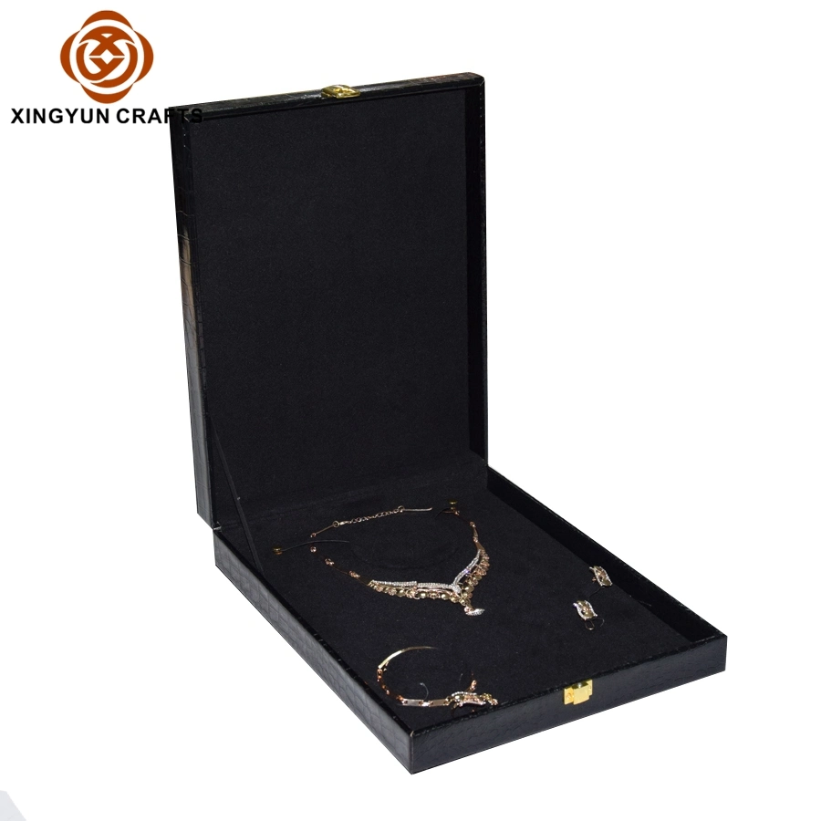 2023 New Personalized Wooden Jewelry Packaging Box Black Leather Travel Jewelry Collection Box Multi Jewelry Storage Case