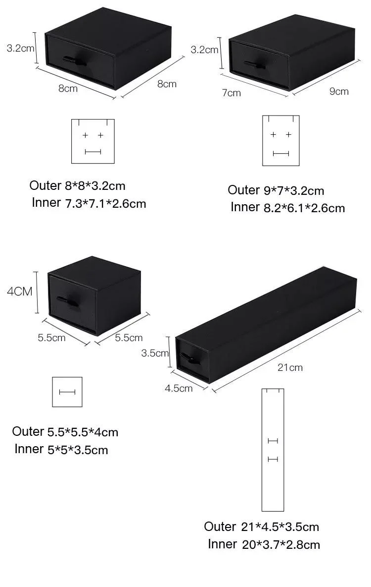Custom Printed Custom Size Different Jewelry Paper Box Cardboard Drawer Sliding Jewelry Paper Packaging Box