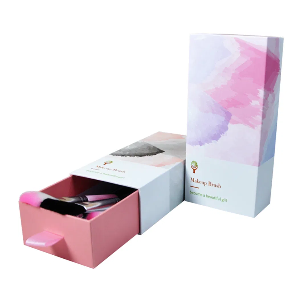 Custom Gift Personalized Hair Extension Packaging Wig Makeup Brush Biodegradable Paper Sliding Drawer Box