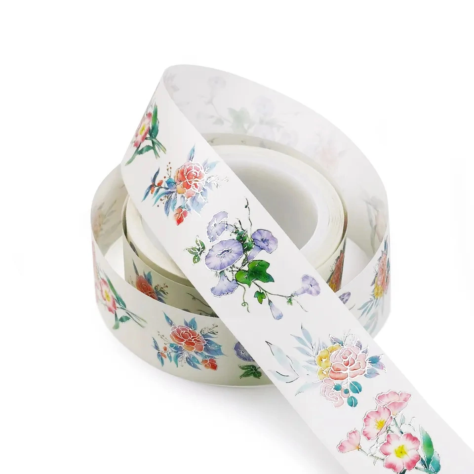 Custom Adhesive Gold Foil Hot Stamping Printing Washi Tape, Waterproof 3D Embossed Varnished DIY Masking Paper Planner Sticker