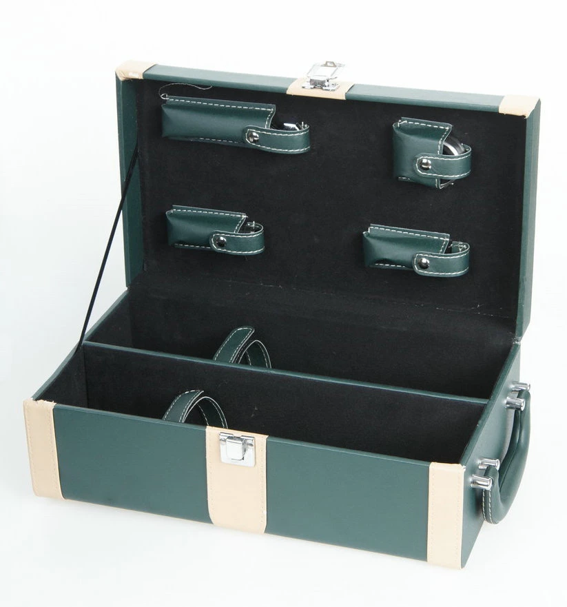 High Quality Leather Wine Box Double Bottles Portable Handle Storage Gift Personalized